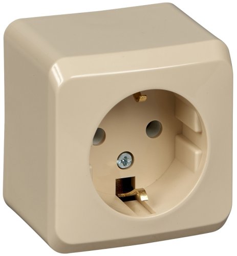 Розетка с заземлением накладная Systeme Electric Этюд 1-м. кремовый фото Розетка с заземлением накладная Systeme Electric Этюд 1-м. кремовый картинка